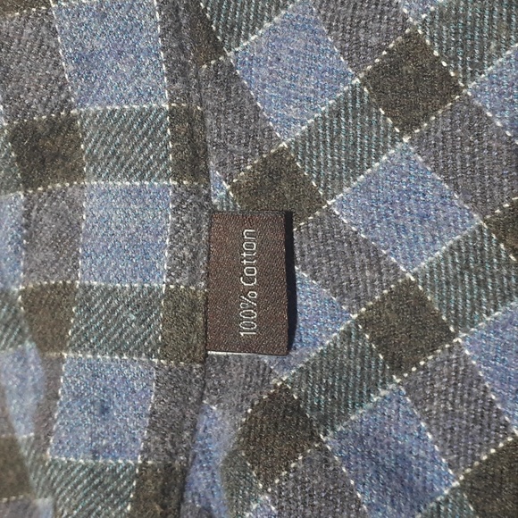 Robert Talbott Men's Tailored Flannel Shirt Blue Plaid Size Large - Picture 7 of 8